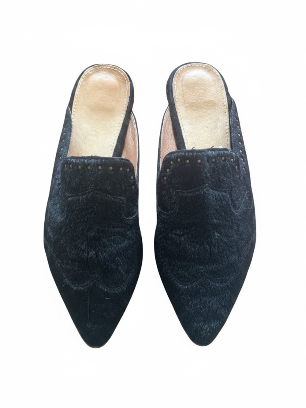 Mi.iM Black Pointed Backless Haircalf Mules - Sz 9